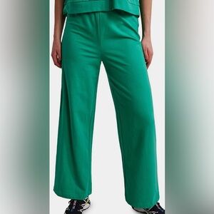 Pieces Vienna High-Waisted Wide-Leg Sweatpants, Simply Green, sz M
